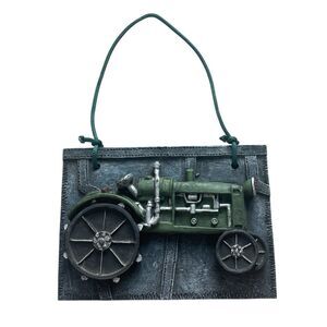 Vtg RARE Green Farm Tractor 3D Wall Art Plaque Man Cave Country Home Decor